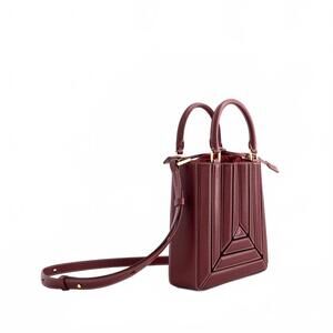 NEW MLOUYE women's sera tall mini tote bag in bordeaux